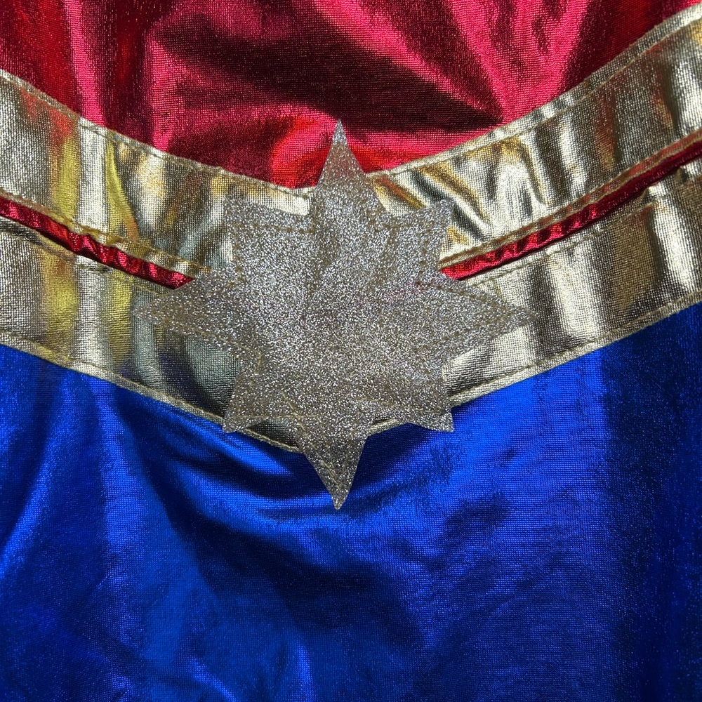 Captain Marvel Costume Girls Halloween Super Hero Sz L - Picture 3 of 9